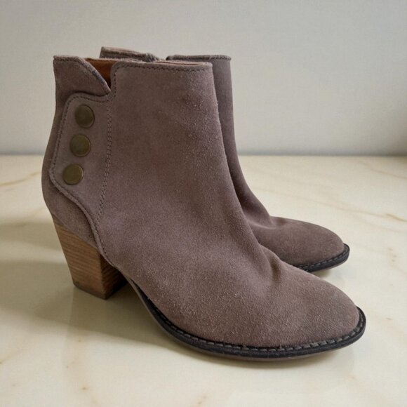 JEFFREY CAMPBELL Taupe Suede Ankle Booties Boots Size 8 - Picture 1 of 8